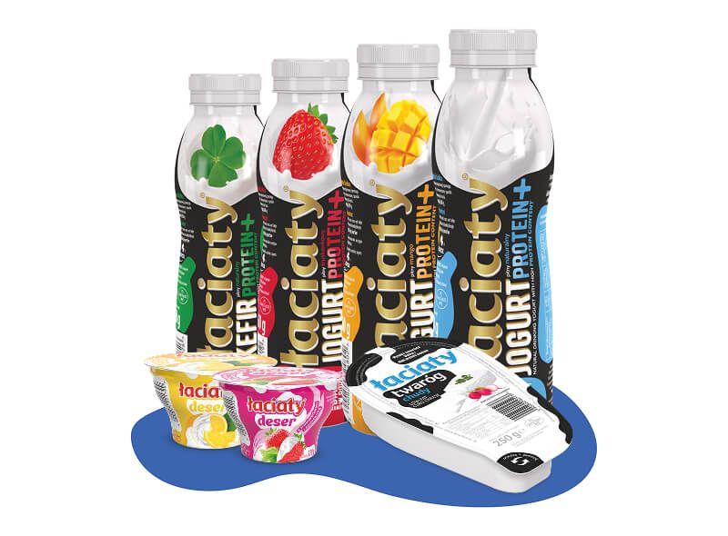 Mleko wysokobiałkowe Łaciate Protein+, Jogurty pitne Łaciate Protein+, Kefir pitny łaciaty Protein+, Mleko UHT Łaciate Barista, Kefir Łaciaty, Twaróg Łaciate, Desery Łaciate